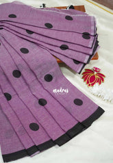 (PRE-BOOKING) Onion purple - Polka dots soft Khadi saree